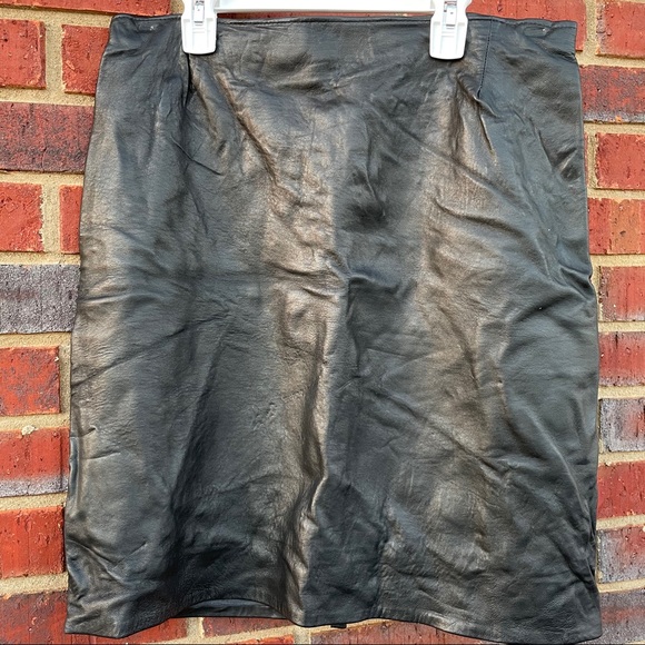 VTG Glove Leather Black Sexy Pencil Skirt Sz 12 - Picture 6 of 6